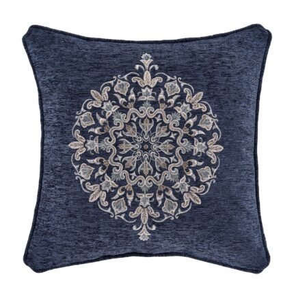 Botticelli Navy Embellished Decorative Throw Pillow 18″ x 18″
