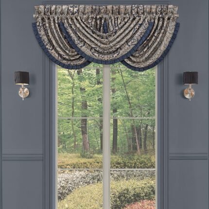 Botticelli Navy Waterfall Window Valance