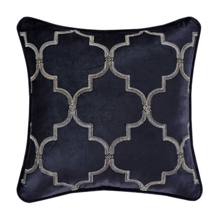 Middlebury Indigo Square Embellished Decorative Throw Pillow 18″ x 18″