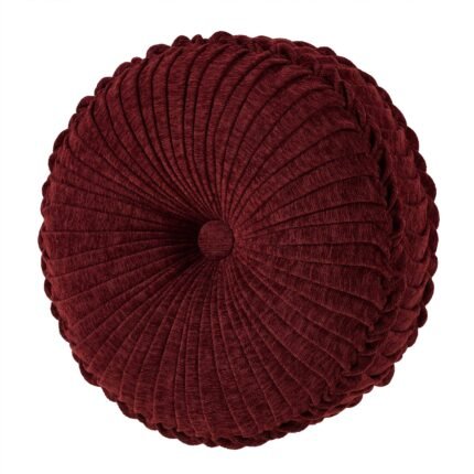J Queen New York Laurenza Crimson Tufted Round Decorative Throw Pillow 15″ x 15″
