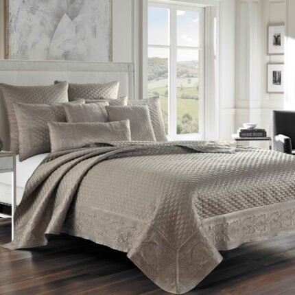 J Queen New York Lyndon Taupe Quilted Coverlet