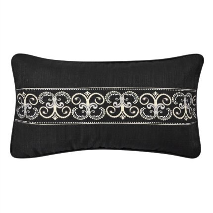J Queen New York Messina Black Boudoir Decorative Throw Pillow 22″ x 12″