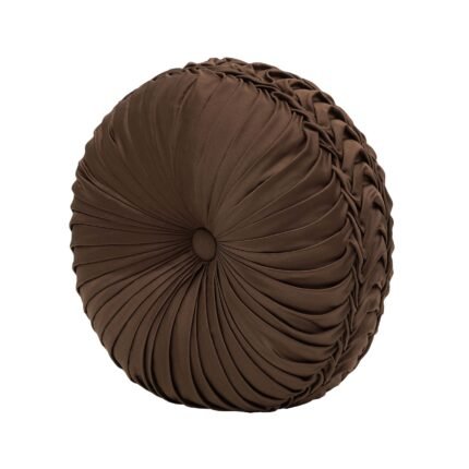 J Queen New York Odette Chocolate Tufted Round Decorative Throw Pillow 15″ x 15″